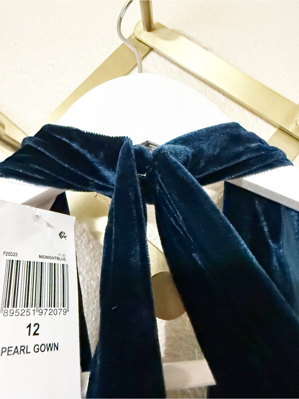 Sau Lee Pearl Cowl Scarf Open Back Strappy Velvet Gown in Midnight Blue Size 12 - Picture 10 of 12